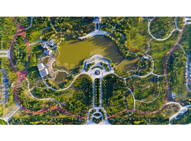 航拍章丘林荫公园俯视图