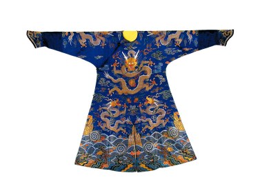 蓝缎丝织蟒袍