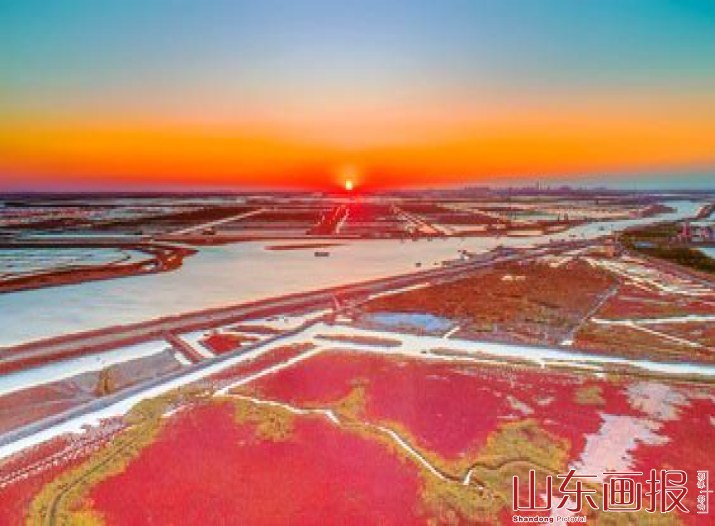 黄河入海口夕照