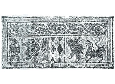 “鱼、猿、人”画像石拓片
