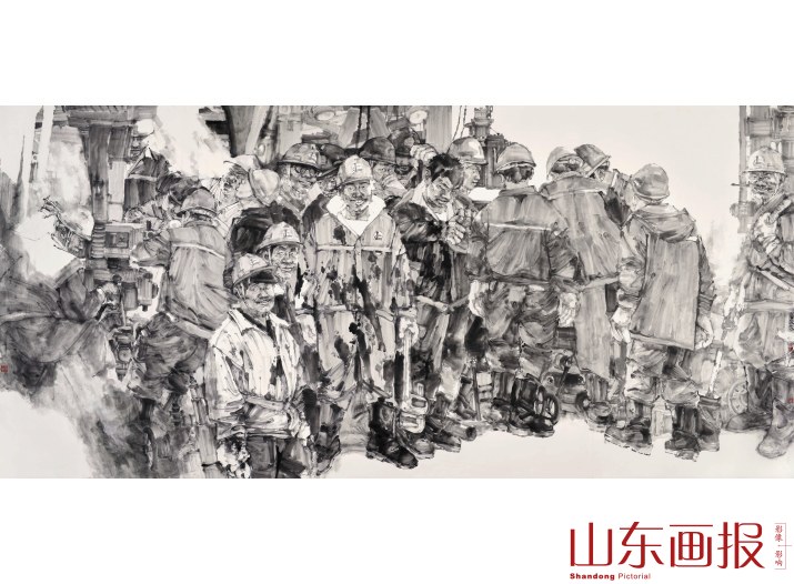 华杰国画作品《黄河滩区——胜利欢歌》