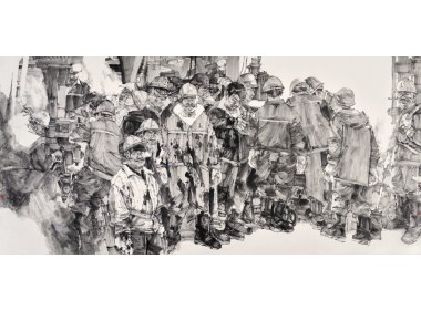 华杰国画作品《黄河滩区——胜利欢歌》