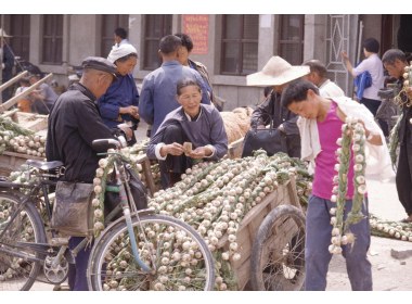 嘉祥大蒜 市场卖蒜