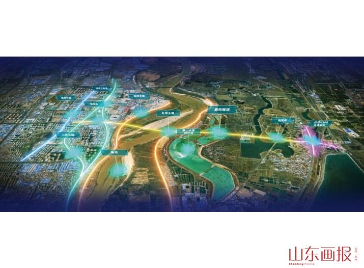 济南市黄岗路穿黄隧道工程路线图